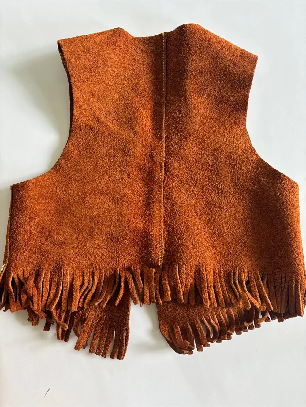 Vintage Sears Kids Suede western Fringe Vest in Rust